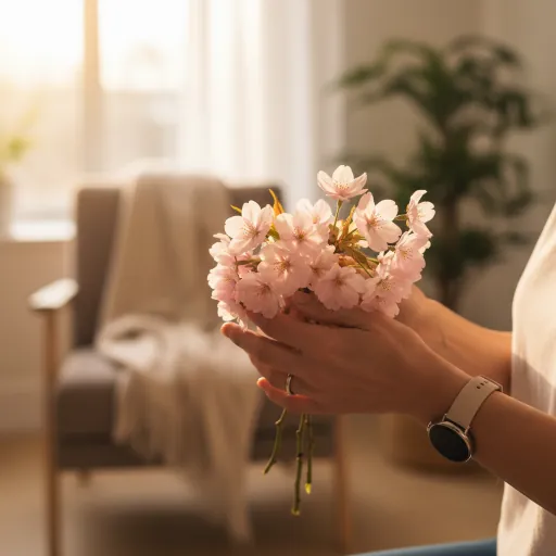 Bloemen in een woonkamer tijdens een huisbezoek